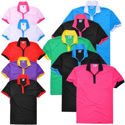 男女撞色款式，衣領袖口門襟與衣身布撞色風格，廠家定制