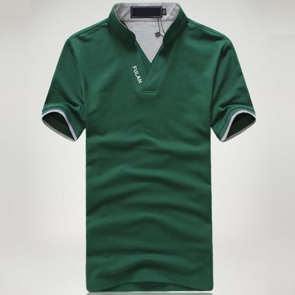 綠色男士棉質(zhì)T恤衫款式加工設計 免費寄樣品