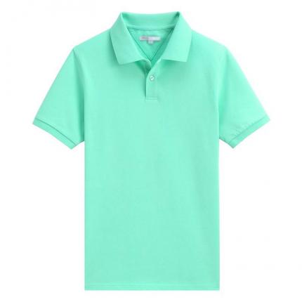 【定制】水綠色商務POLO衫短袖男士翻領純棉款