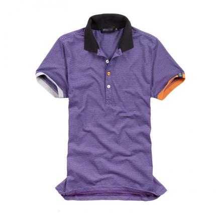 【定制】深藍(lán)色細(xì)條紋T恤衫男士款式生產(chǎn)設(shè)計(jì)SPOLO