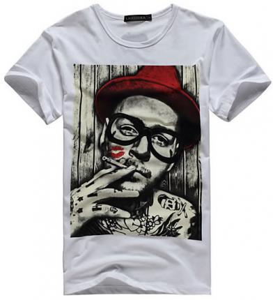 潮流印花圖案圓領短袖文化衫