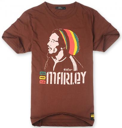 【定制】褐色時(shí)尚印花短袖圓領(lǐng)T恤衫