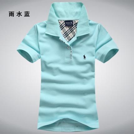 【定制】雨水藍女士棉質(zhì)POLO衫款式制作加工